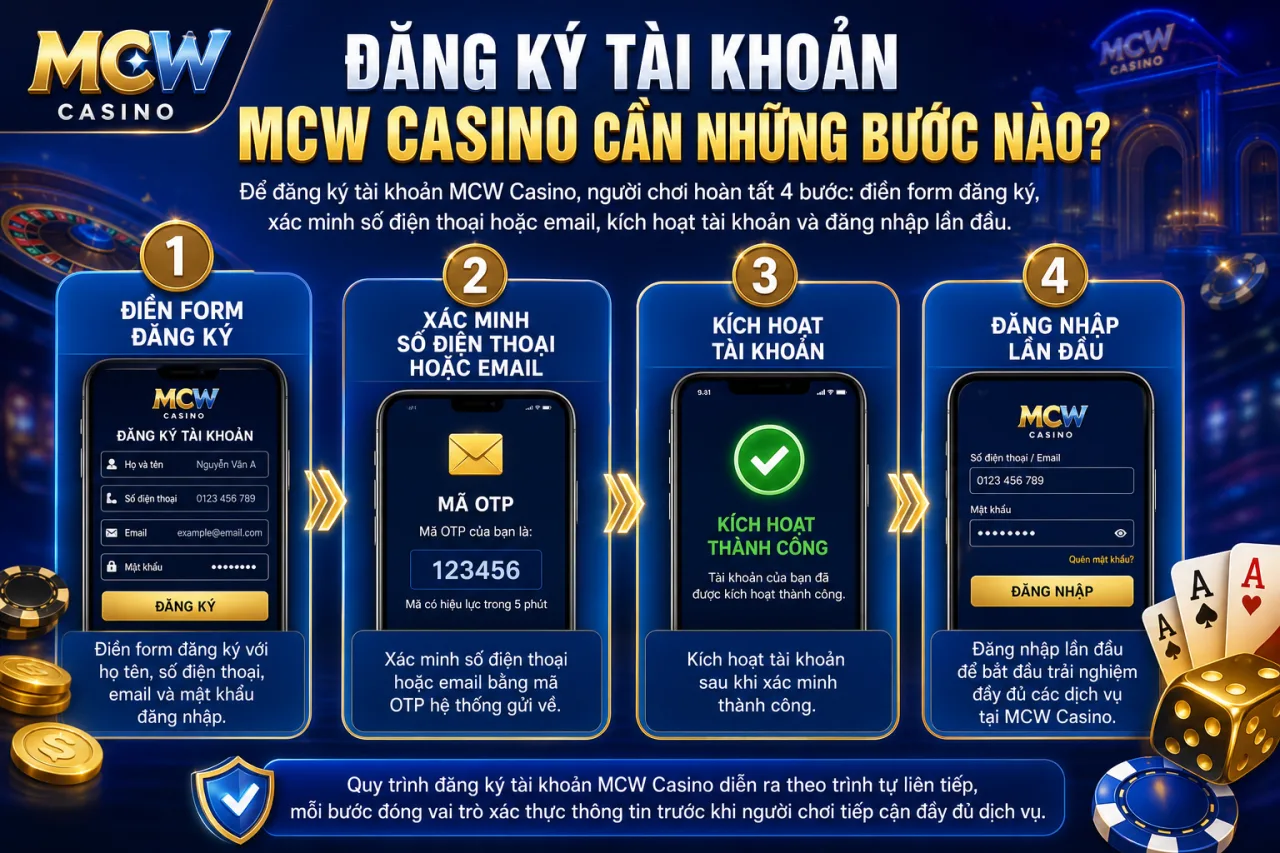 Đăng Ký Tài Khoản MCW Casino Cần Những Bước Nào?